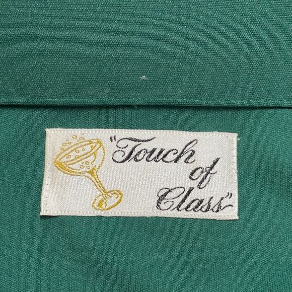Vtg 70s Touch of Class Button Up Mens M Green Long Sleeve Disco Retro Party - Picture 4 of 8